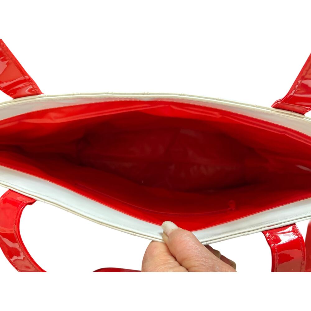 3 Shoulder Shopper Totes Bags NWT Michael Kors gwp Kohls Red Suede White Patent - Picture 6 of 8